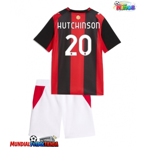 Camiseta AC Milan Omari Hutchinson #20 Primera Equipación Replica 2026-27 para niños mangas cortas (+ Pantalones cortos)